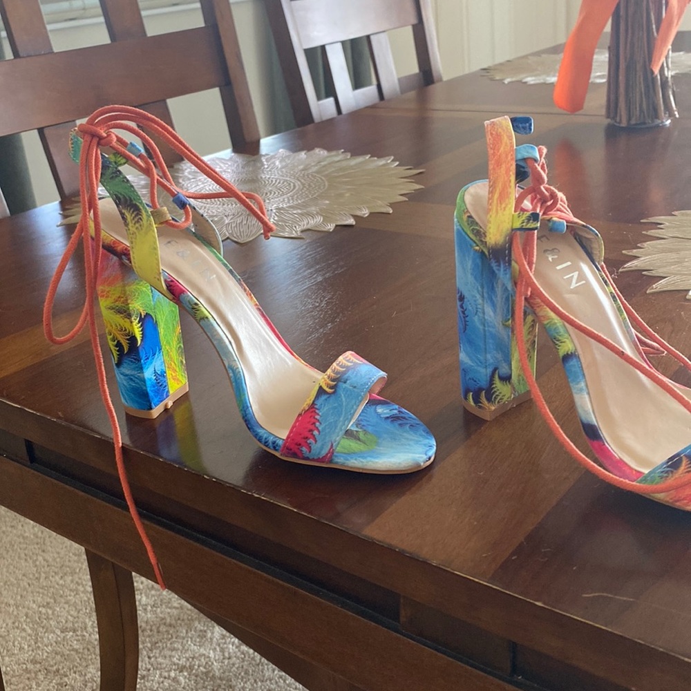 woman’s really hot high heels multi color shoes